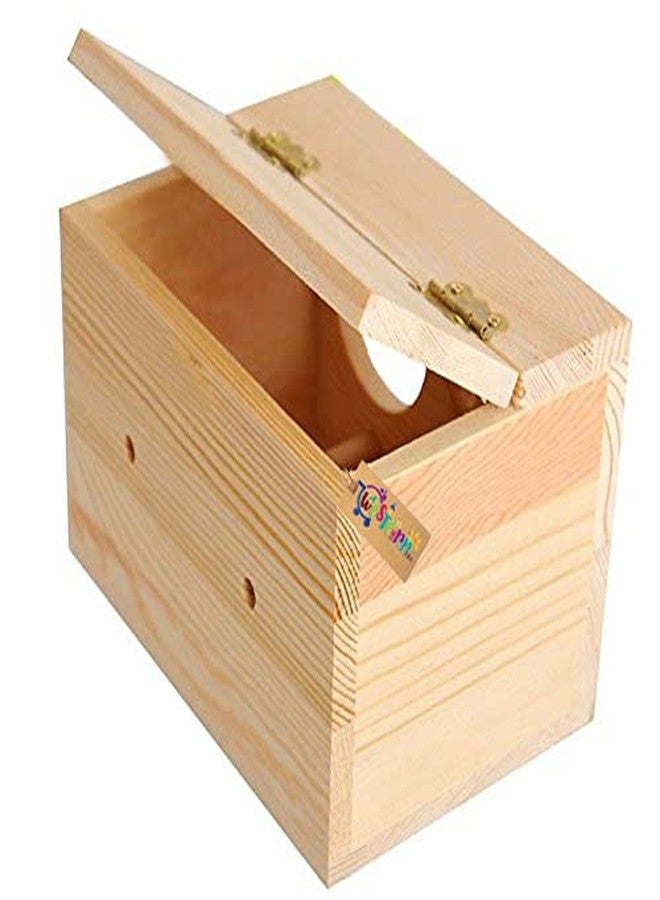 Western Era Natural Wood Bird Nest, Breeding Box with Perch for Budgerigar, Budgeri, Lovebird, Finch & Canary Bird (1 Piece) - Image 5